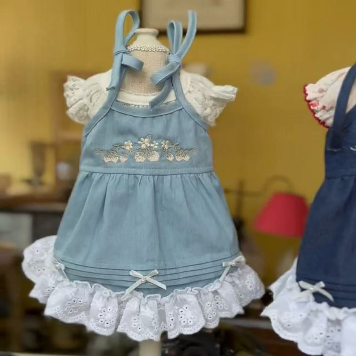 TaniWina タニウィナ ベリーガーデン刺繍デニムドレス|Berry Garden Embroidered Denim Dress