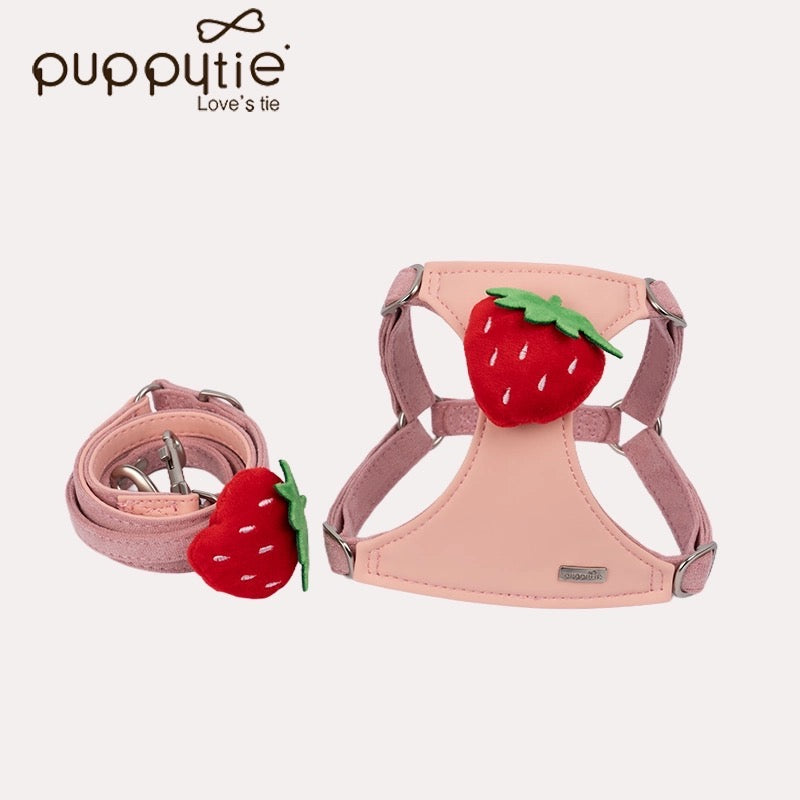 Puppytie ペット用ぬいぐるみフルーツハーネス&リードセット – 猫犬兼用のかわいいベスト型胸当てハーネス| Plushruit Pet Harness and Leash Set – Cute Vest-Style Chest Harness for Cats and Dogs