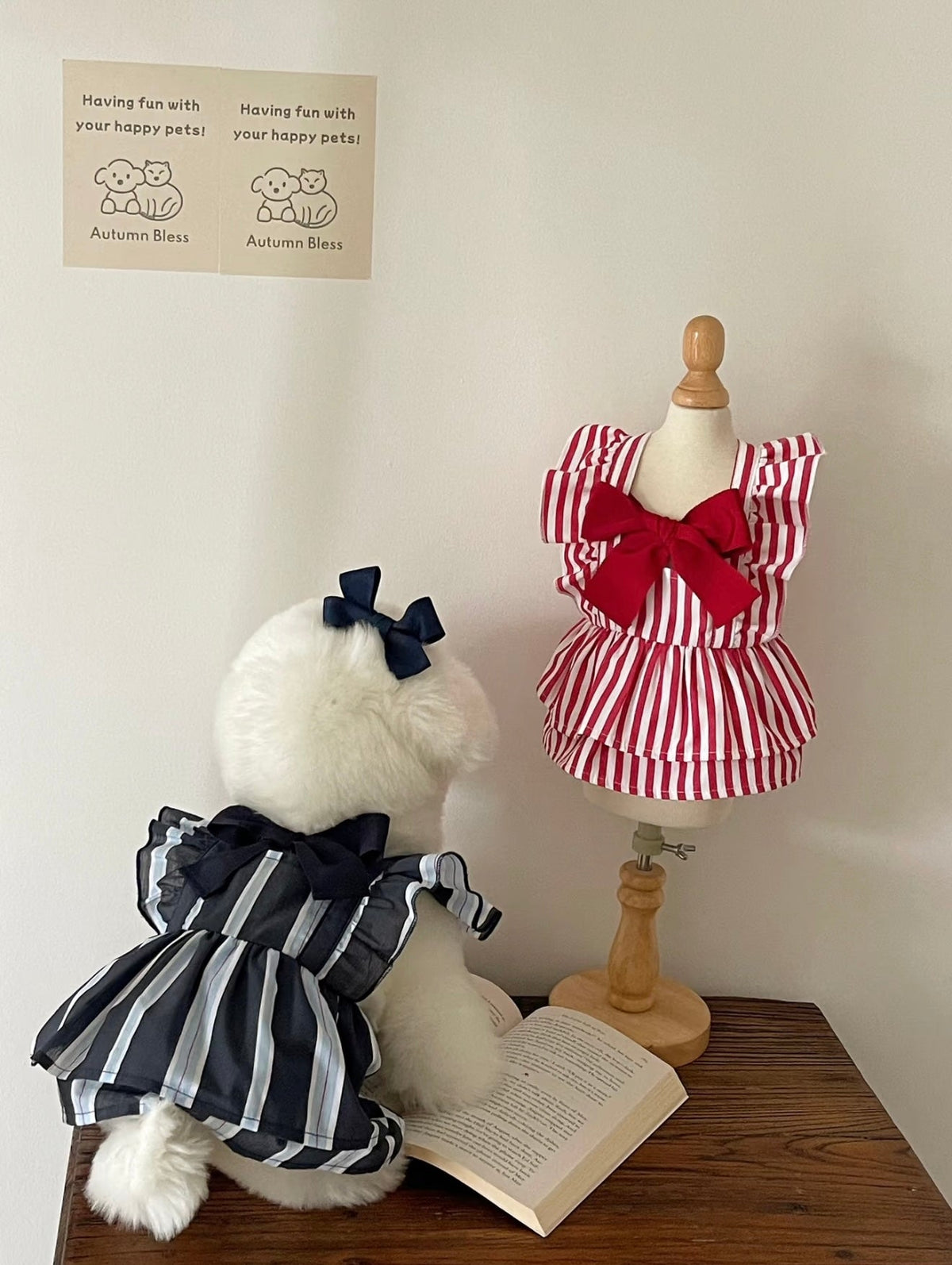 Autumn Blessプレッピーリボンストライプワンピース | Preppy Ribbon Stripe Dress