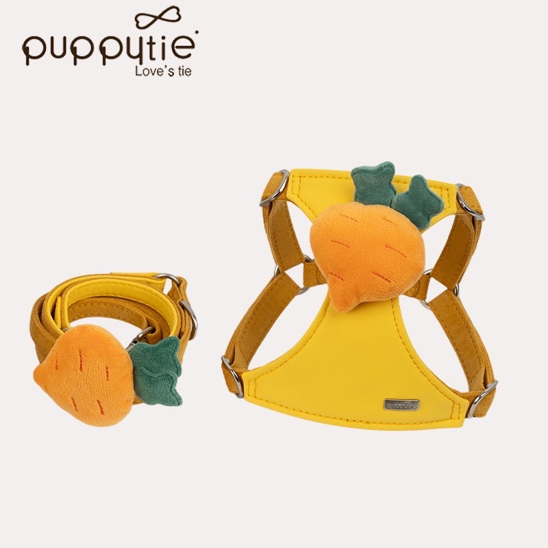 Puppytie ペット用ぬいぐるみフルーツハーネス＆リードセット – 猫犬兼用のかわいいベスト型胸当てハーネス| Plushruit Pet Harness and Leash Set – Cute Vest-Style Chest Harness for Cats and Dogs