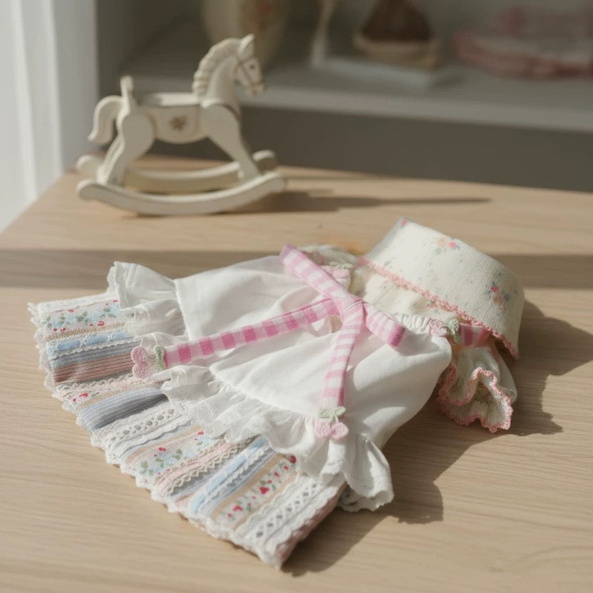 Elsamilu Gingham Ribbon Layered Pet Dress – Cute Outfit for Small Dogs & Cats