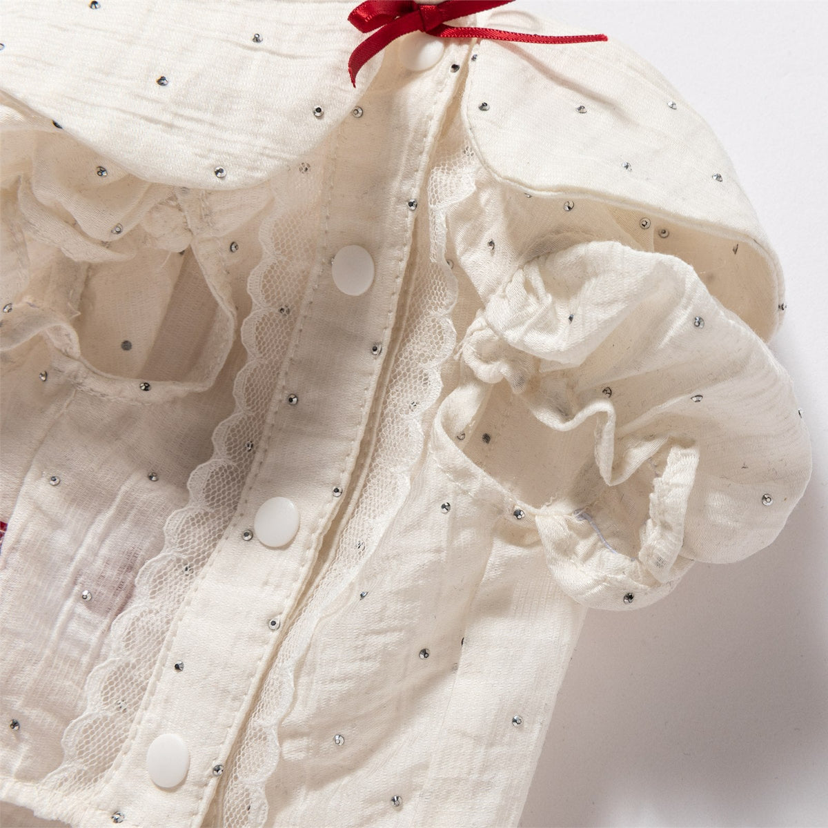 RoiRoi Red Bow Lace-Collar Academy Pet Shirt