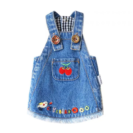 TaniWina Pet Clothing Denim Embroidery Jumper Dress - Cute and Stylish Dress for Small Dogs