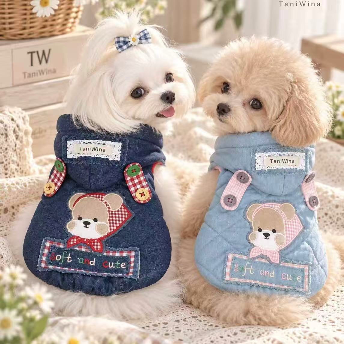 TaniWina Teddy Denim Quilted Hooded Jacket