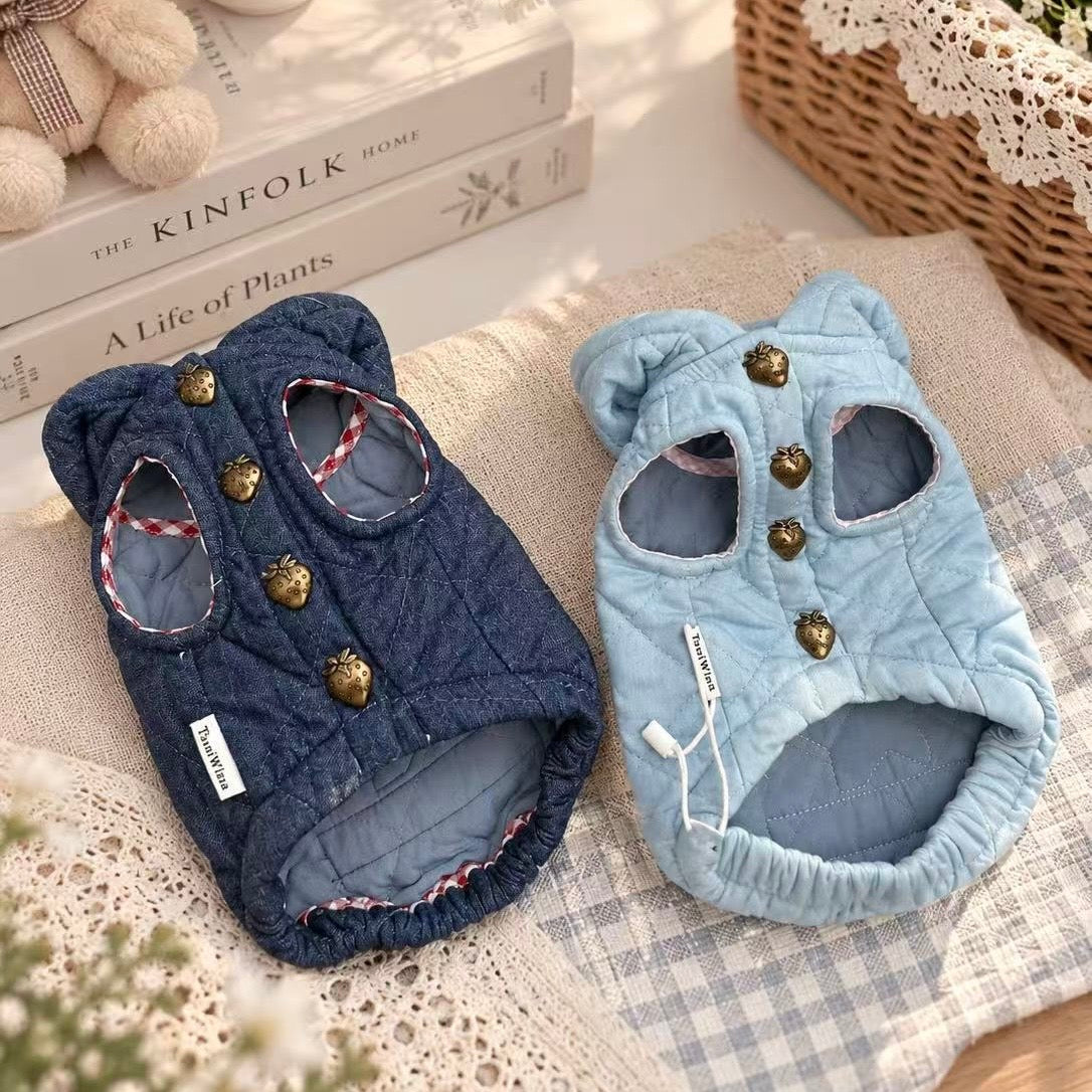 TaniWina Teddy Denim Quilted Hooded Jacket