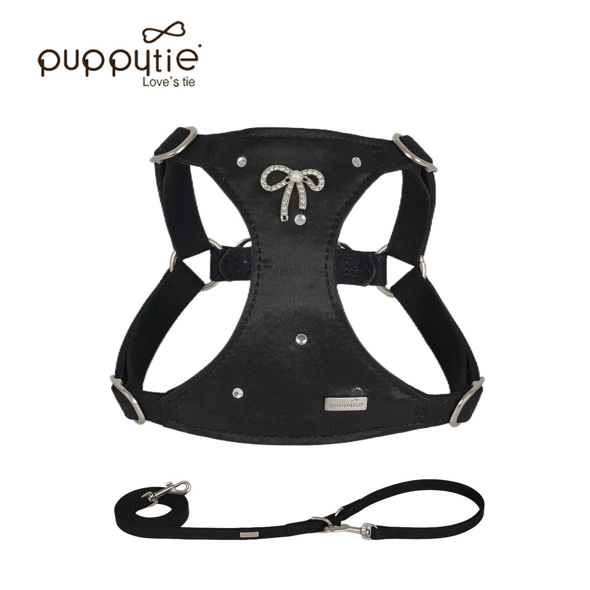 Puppytie猫・犬用ベスト型ハーネス（リボン付き） – お出かけ用ペットリード、首に負担をかけないタイプ| Bowknot Vest-Style Harness for Cats & Dogs – Pet Leash for Outings, No Pull on Neck