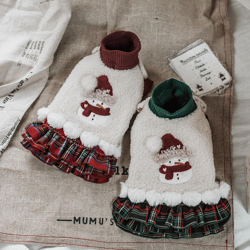 TaniWina Cozy Christmas Snowman Fleece Dress