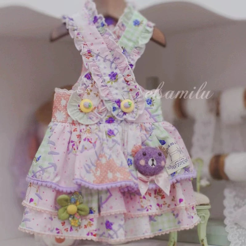 Elsamilu パッチワーク ベア キャンディ ペットドレス – 小型犬・猫用かわいい服