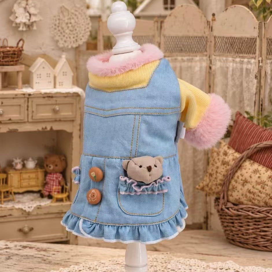 Elsamilu Teddy Pocket Denim Dress