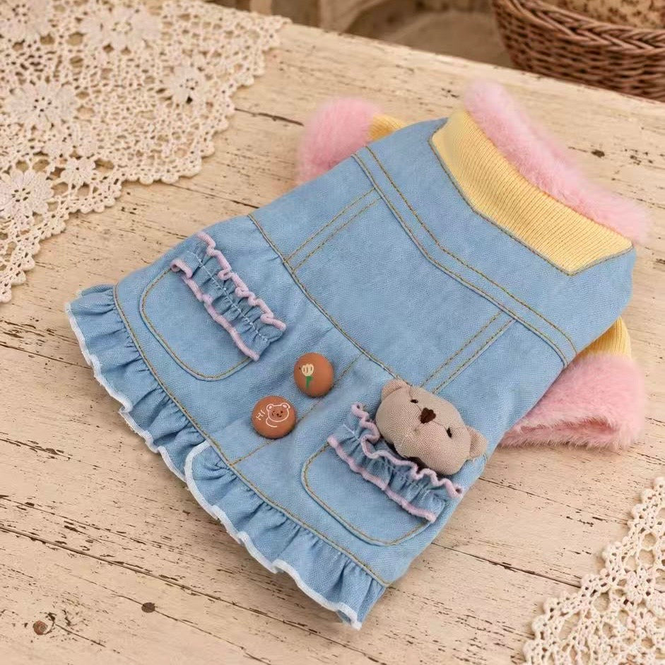 Elsamilu Teddy Pocket Denim Dress