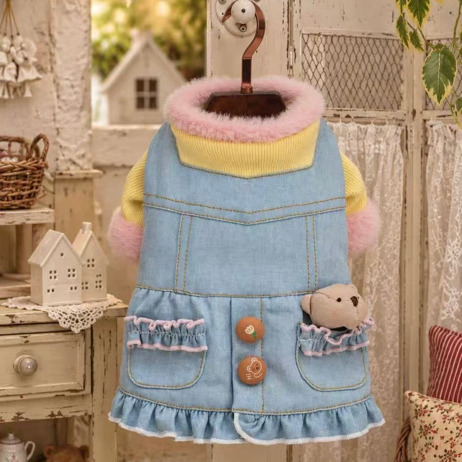 Elsamilu Teddy Pocket Denim Dress