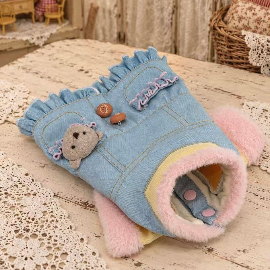 Elsamilu Teddy Pocket Denim Dress