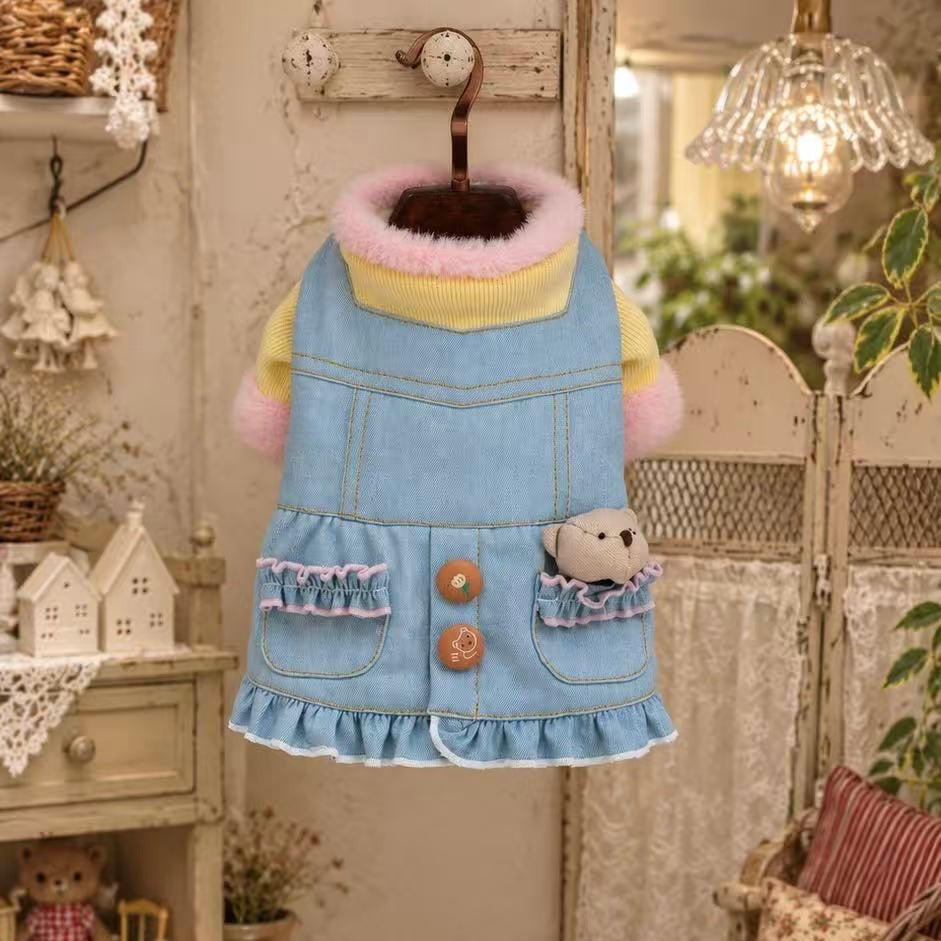 Elsamilu Teddy Pocket Denim Dress