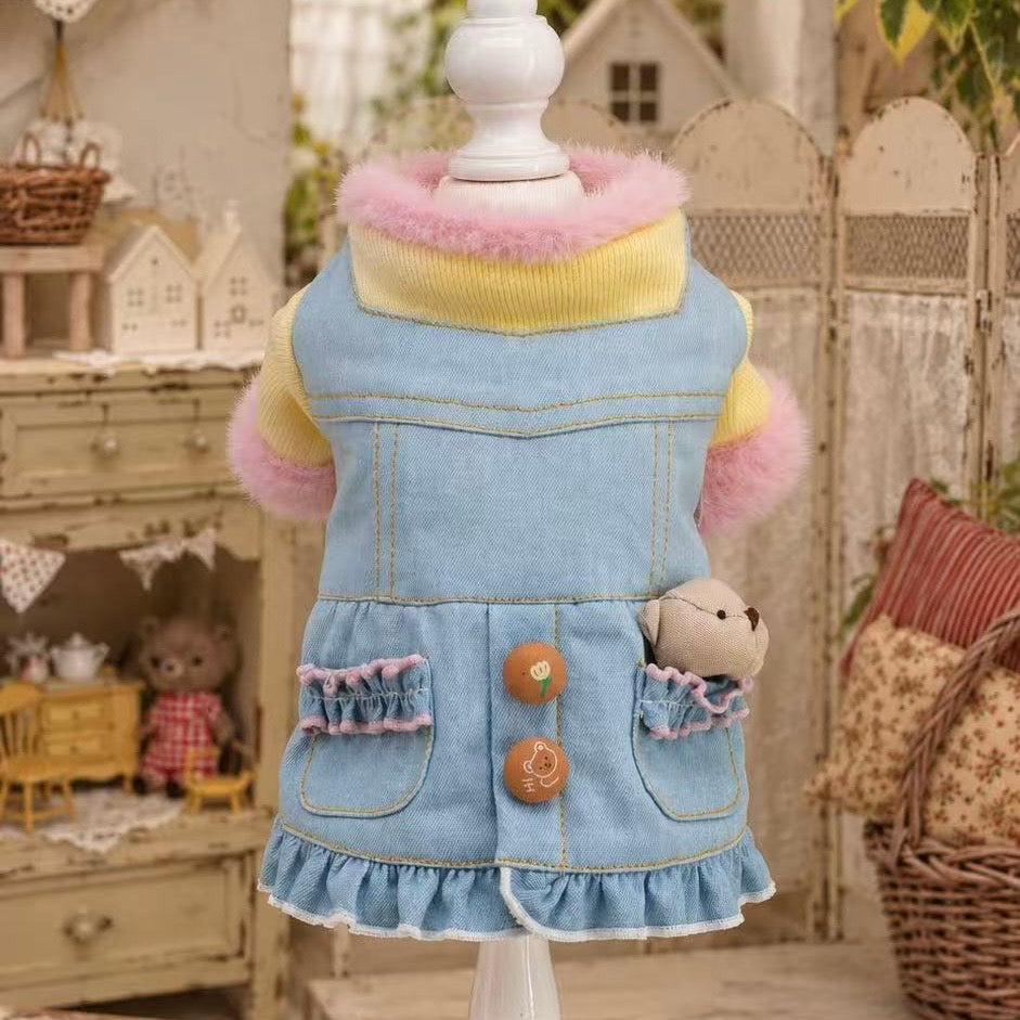 Elsamilu Teddy Pocket Denim Dress