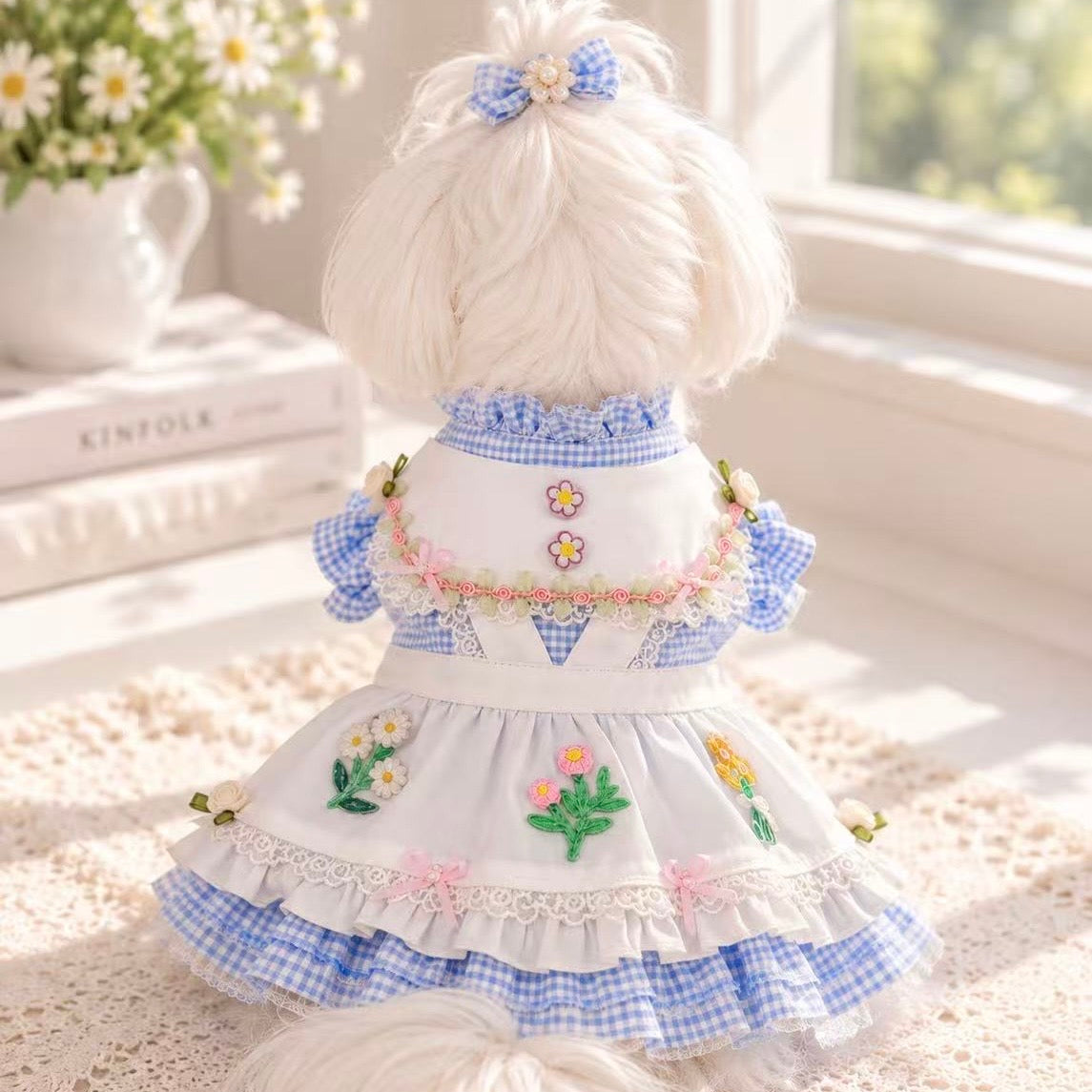 Elsamilu Bluebell Garden Embroidery Dress – Blue