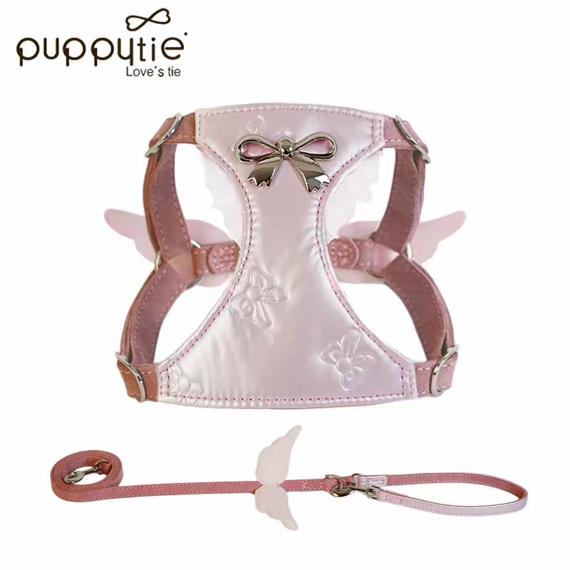 Puppytie Angel Wings No Pull Dog & Cat Harness Set – Adjustable Harness & Leash for Small Pets