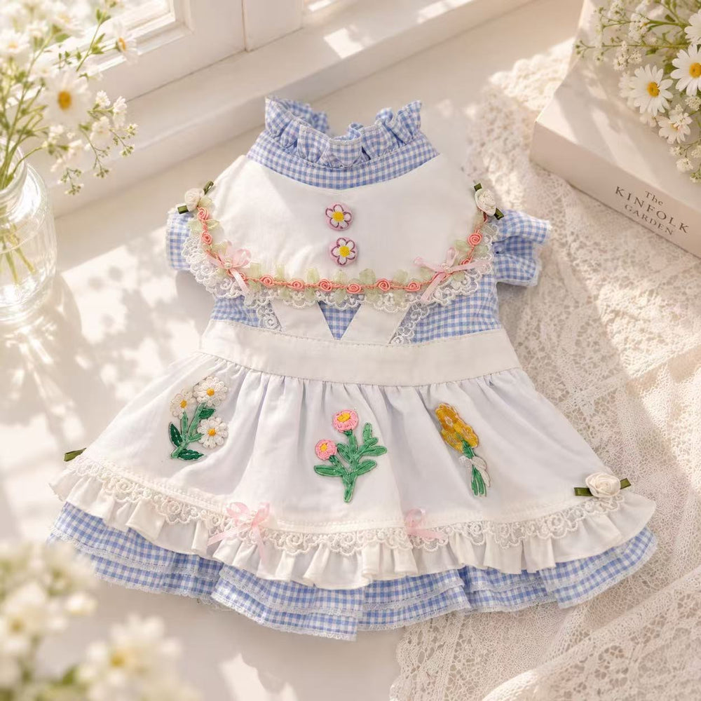 Elsamilu Bluebell Garden Embroidery Dress – Blue