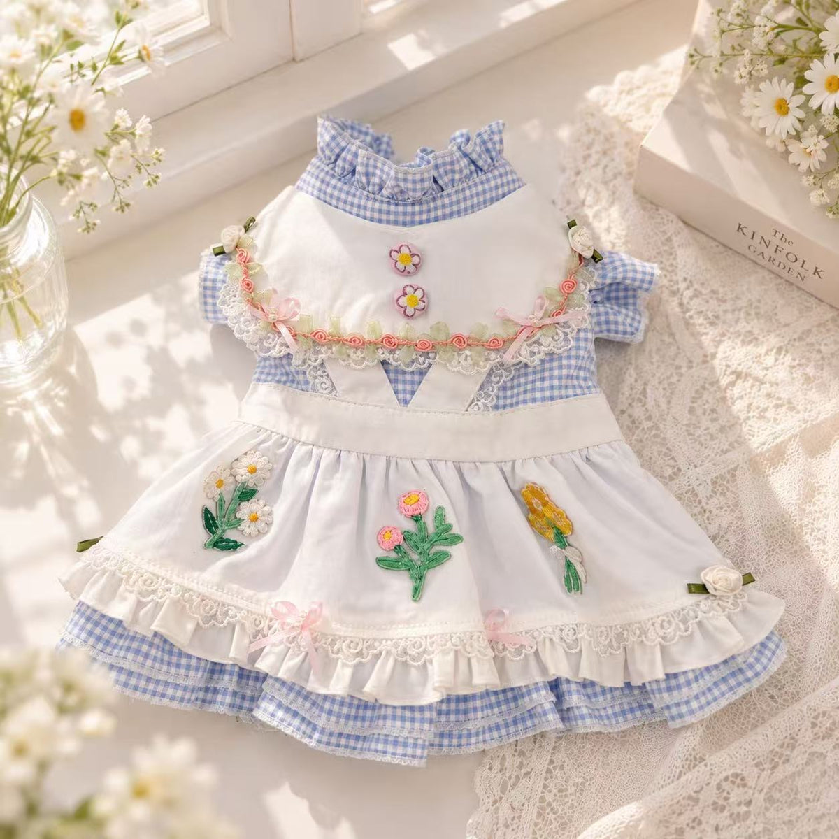Elsamilu Bluebell Garden Embroidery Dress – Blue