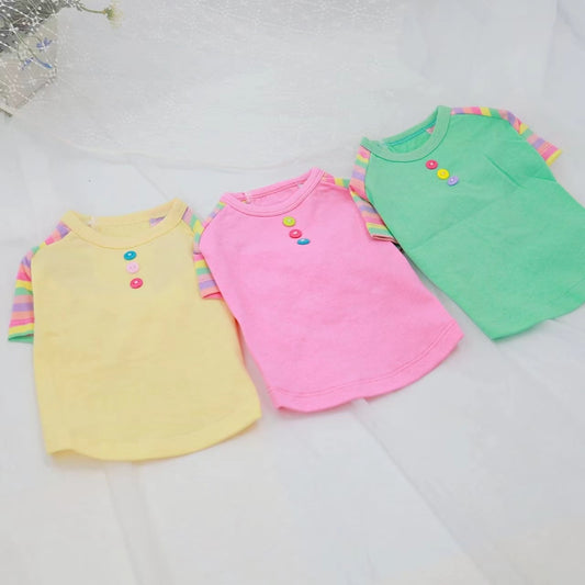 TaniWina Pet Clothing Contrast Color Rainbow Dog Shirt Pet Clothes for Small Dog