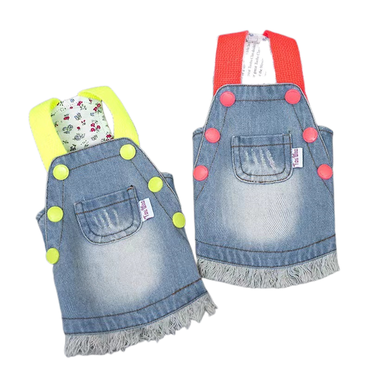 TaniWina Fluorescent Fido Denim Dress Pet Clothes for small dog