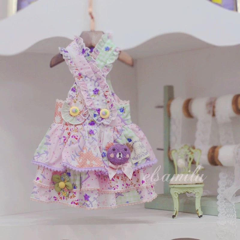 Elsamilu パッチワーク ベア キャンディ ペットドレス – 小型犬・猫用かわいい服