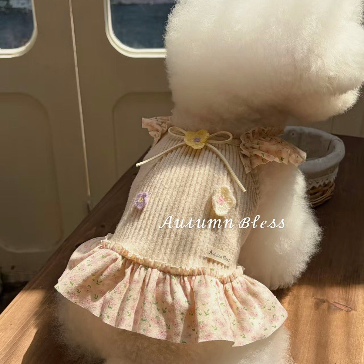 Autumn Bless クロシェフラワー ニットワンピース
