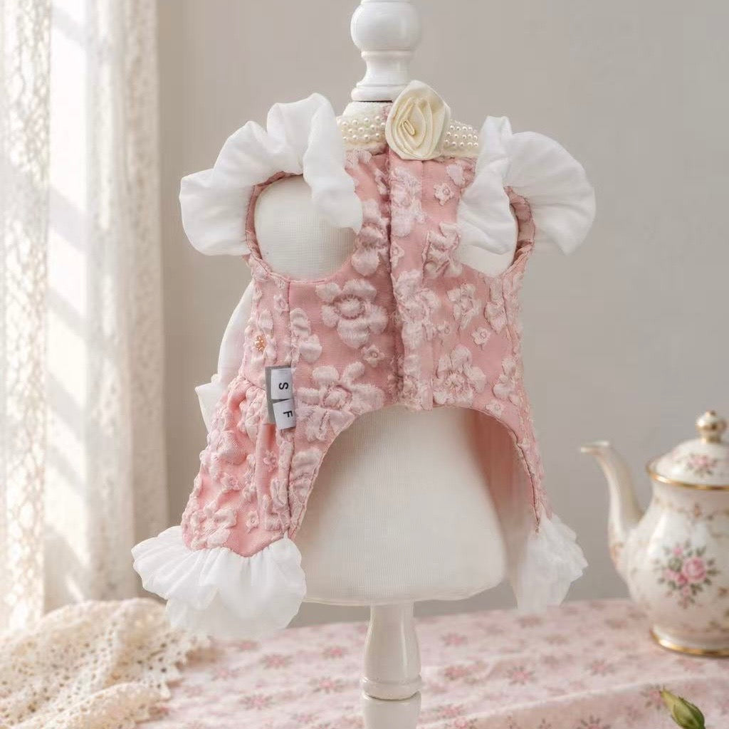 Elsamilu Pink Blossom Pearl Bow Dress