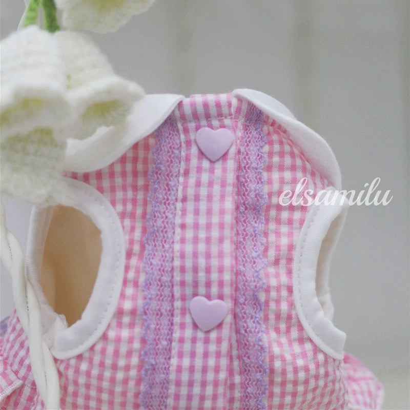 Elsamilu Pink Gingham Lace Princess Dress