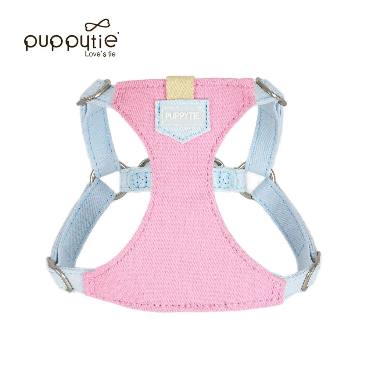 Puppytie マカロンキャンディシリーズ ペット用リード＆ハーネスセット – 小型犬・猫用の可愛いデニム風ベスト型胸当て、散歩に最適|  Macaron Candy Series Pet Leash & Harness Set – Cute Denim Vest-Style Chest Harness for Small Dogs and Cats, Perfect for Daily Walks