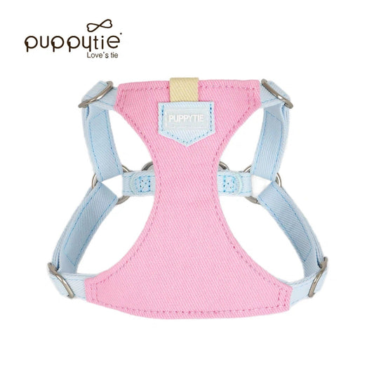 Puppytie マカロンキャンディシリーズ ペット用リード＆ハーネスセット – 小型犬・猫用の可愛いデニム風ベスト型胸当て、散歩に最適|  Macaron Candy Series Pet Leash & Harness Set – Cute Denim Vest-Style Chest Harness for Small Dogs and Cats, Perfect for Daily Walks