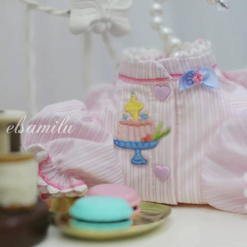 エルサミル ドリーミーピンク ペットドレス – 小型犬・猫用プリンセスレースワンピース