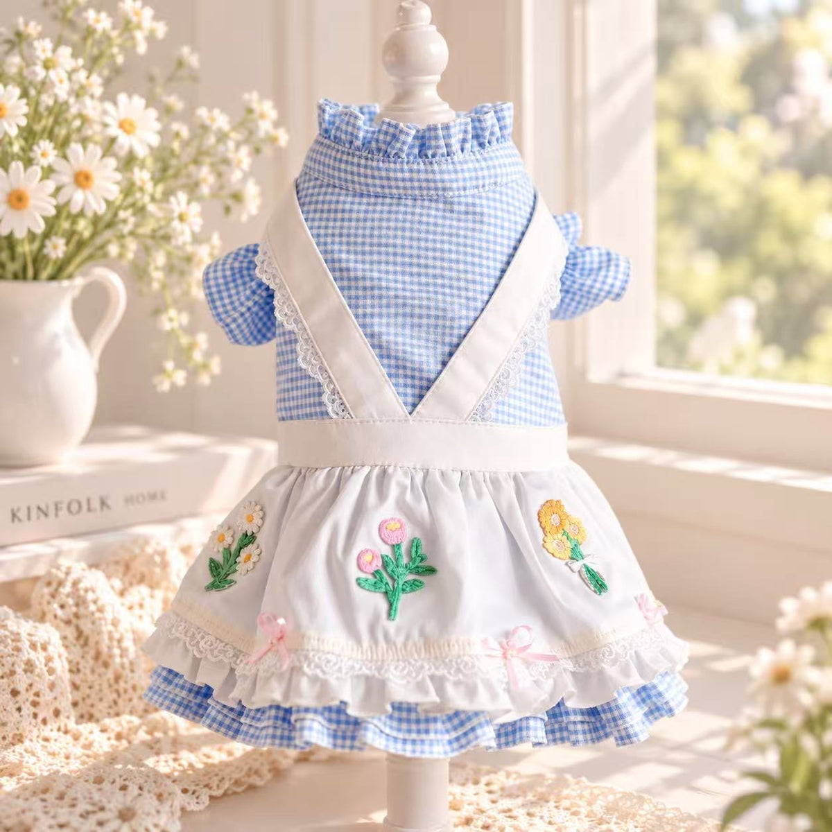 Elsamilu Bluebell Garden Embroidery Dress – Blue