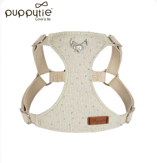 Puppytie小型犬・猫用 星降るダイヤモンドシリーズ ペットハーネスベスト（首に負担をかけないタイプ）|Starry Diamond Series Pet Harness Vest with Leash for Small Dogs and Cats – No Pull on Neck