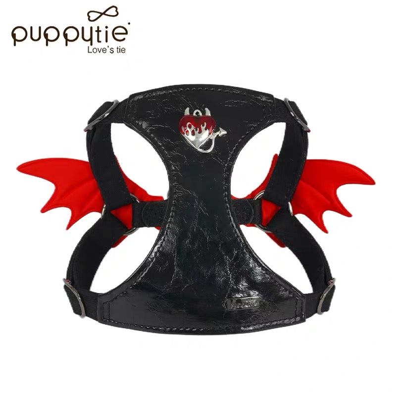 Puppytieリトルデビルペットハーネス（翼付き）– 軽量でスタイリッシュな小型犬＆猫用チェストハーネス、**万圣节穿搭にもぴったり|Little Devil Pet Harness with Wings – Lightweight & Stylish Chest Harness for Small Dogs & Cats, **perfect for Halloween outfits