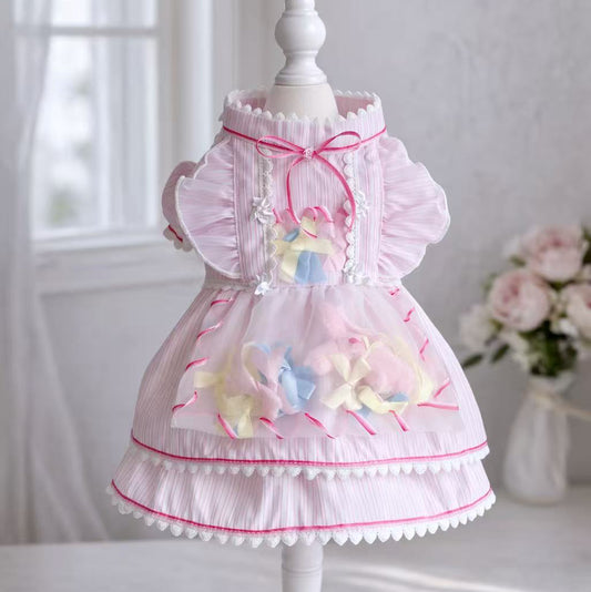 Elsamilu Dreamy Pink Pet Dress – Princess Lace Outfit for Small Dogs & Cats