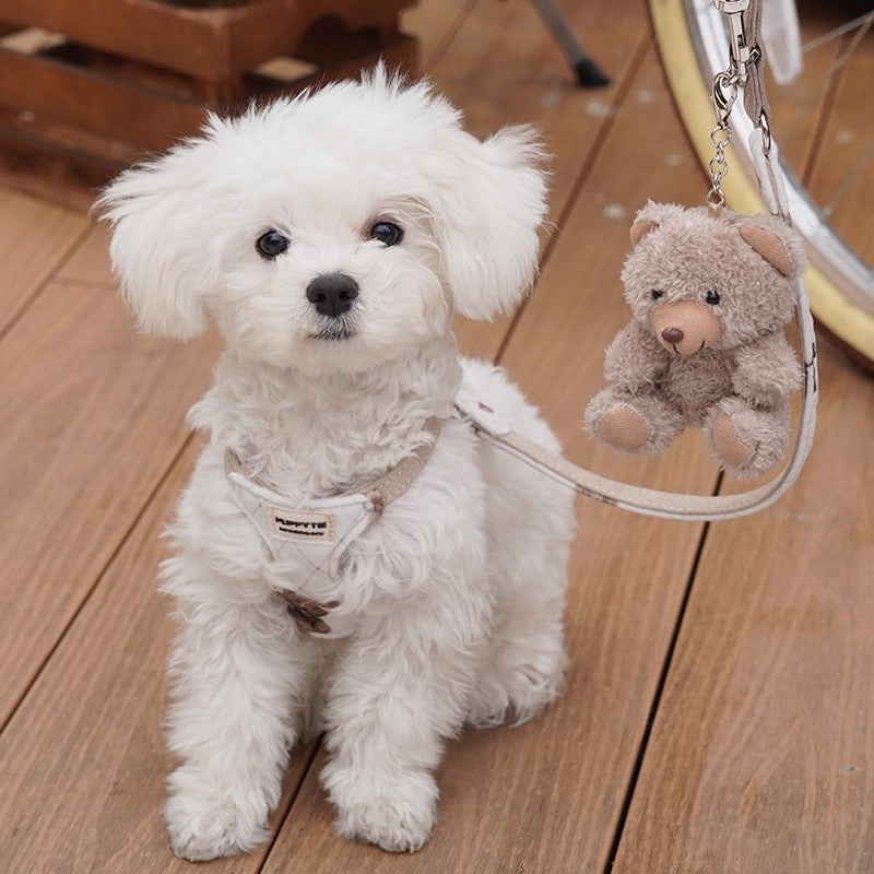 Puppytie テディベアコージーペットハーネス（猫＆小型犬用）| 可愛い冬用あったかベスト|Teddy Bear Cozy Pet Harness for Cats & Small Dogs | Cute Winter Warm Vest