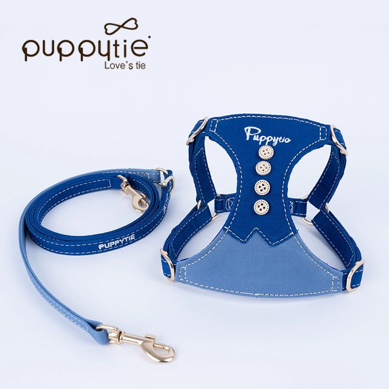 Puppytieノーティカルエクスプローラーツートーンペットハーネス | プレミアムコットン使用 | 猫＆小型犬用 |Puppytie Nautical Explorer Two-Tone Pet Harness | Premium Cotton | For Cats & Small Dogs
