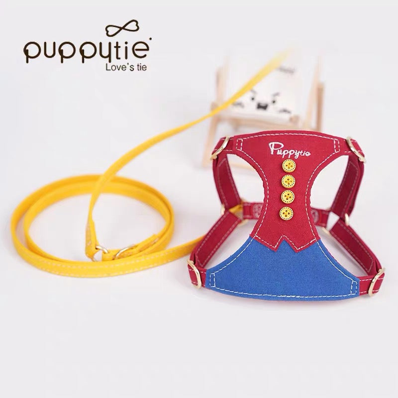 Puppytieノーティカルエクスプローラーツートーンペットハーネス | プレミアムコットン使用 | 猫＆小型犬用 |Puppytie Nautical Explorer Two-Tone Pet Harness | Premium Cotton | For Cats & Small Dogs