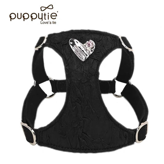 Puppytie エレガントハートペットハーネス（猫＆小型犬用）| 柔らかく通気性があり、ラグジュアリーなデザイン|  Elegant Heart Pet Harness for Cats & Small Dogs | Soft, Breathable & Luxurious Design