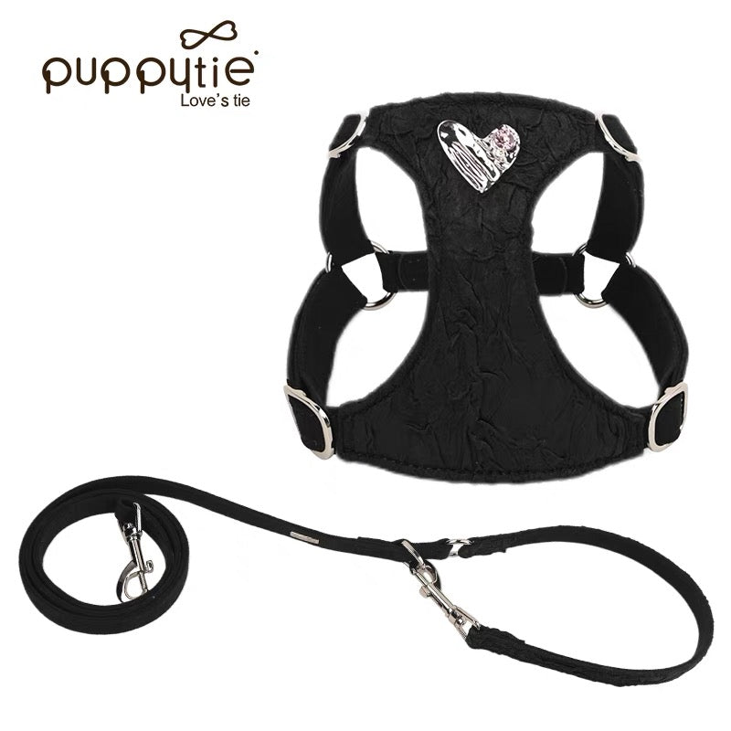Puppytie エレガントハートペットハーネス（猫＆小型犬用）| 柔らかく通気性があり、ラグジュアリーなデザイン|  Elegant Heart Pet Harness for Cats & Small Dogs | Soft, Breathable & Luxurious Design