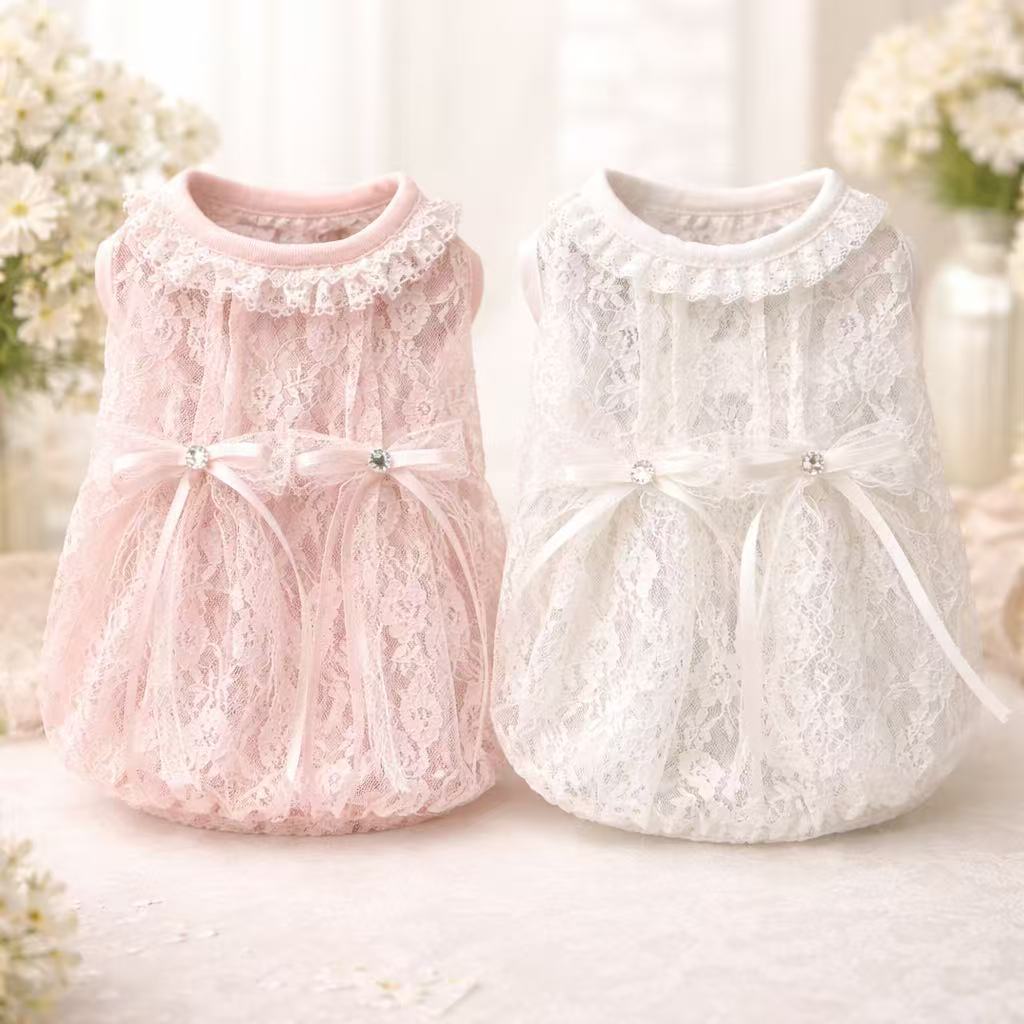 TaniWina Lace Flower Ribbon Dress (2 Colors)