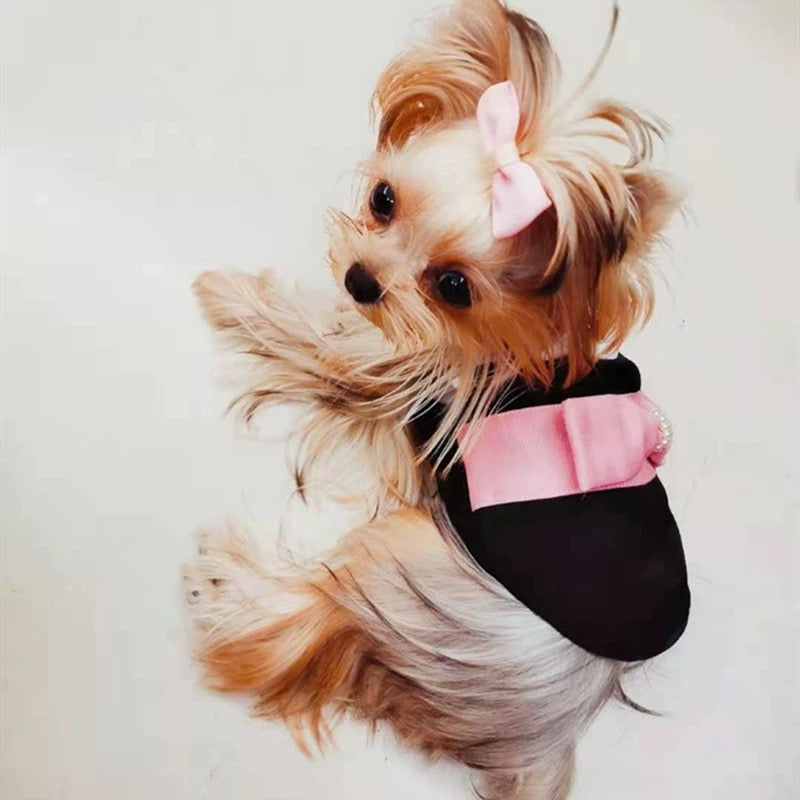 Elsamilu Pink Collar Pearl Ribbon Dress