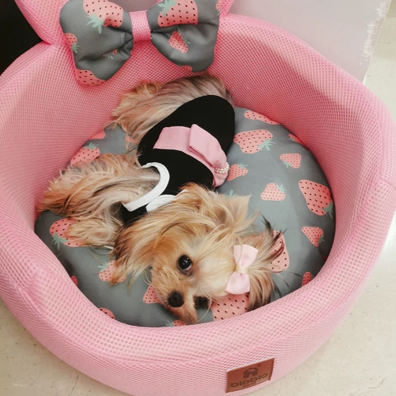 Elsamilu Pink Collar Pearl Ribbon Dress