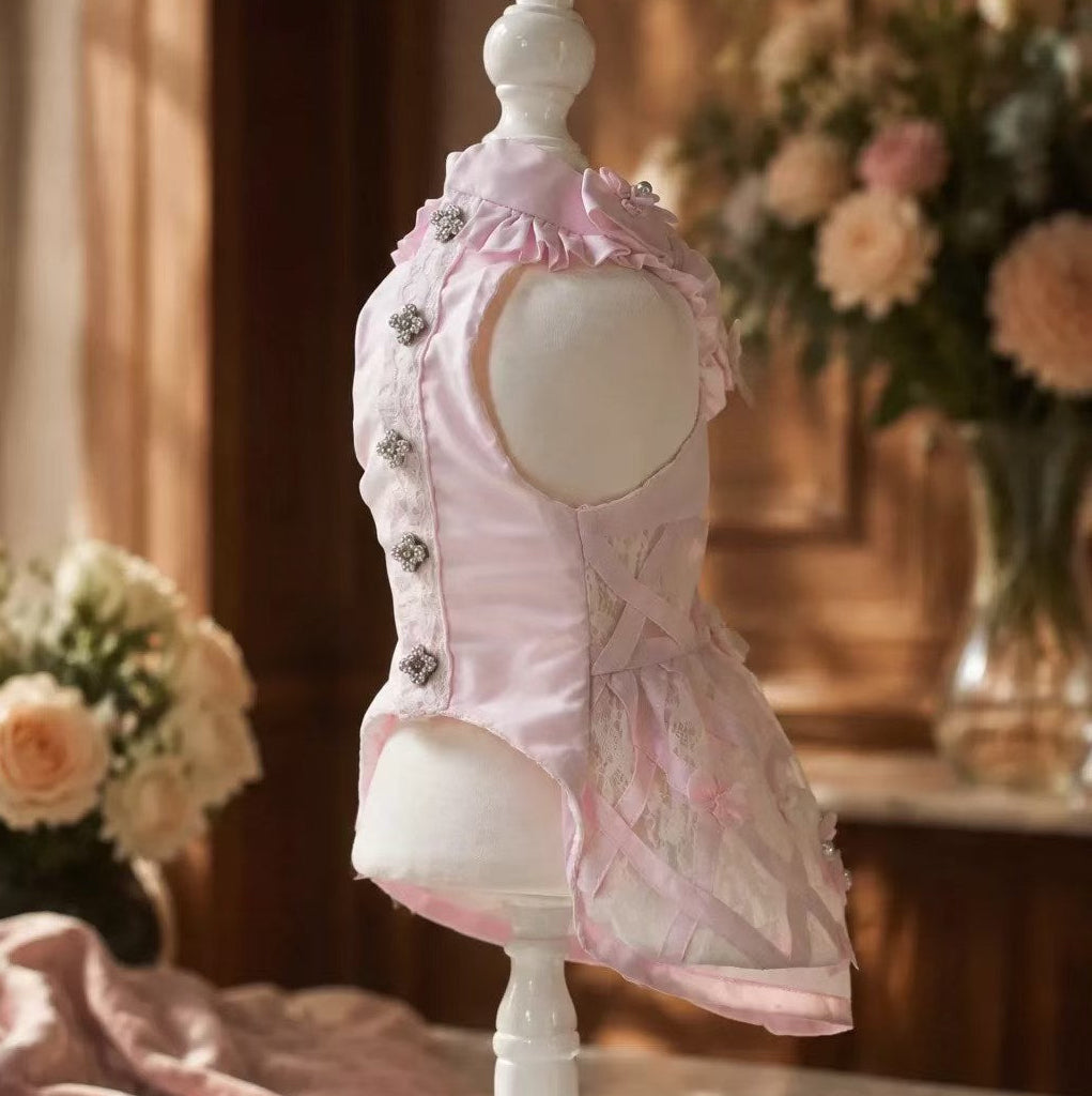 Elsamilu Blossom Ribbon Lace Dress – Pink Edition