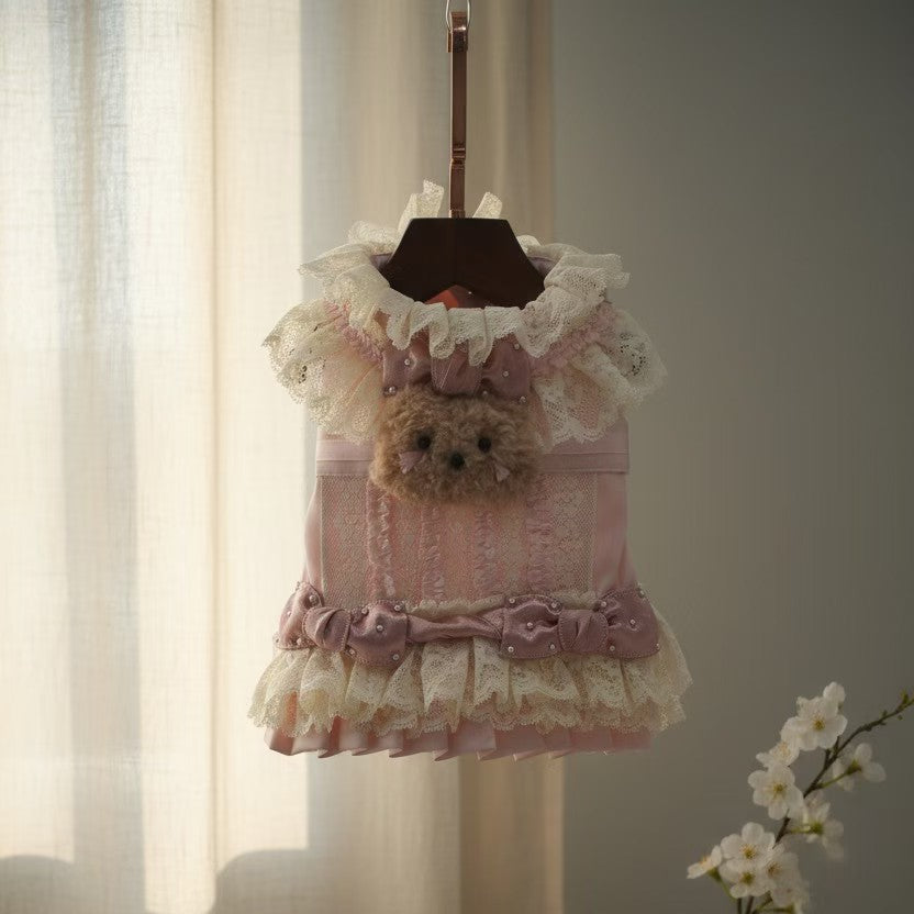 Elsamilu Lovely Bear Pet One-Piece Dress – Cute Outfit for Small Dogs & Cats