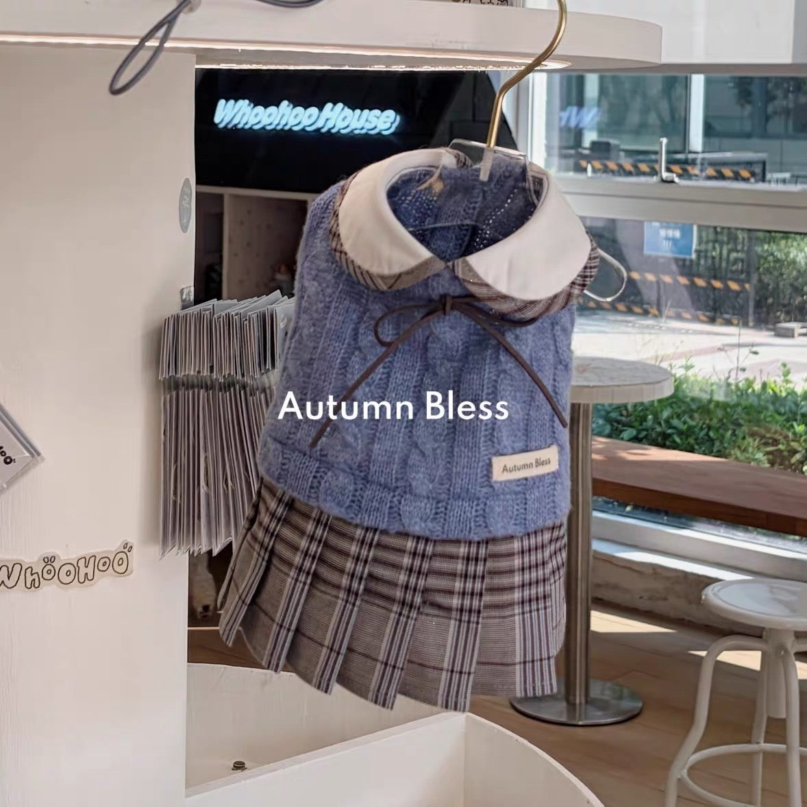 Autumn Bless ボニーチェック ニットスクールワンピース