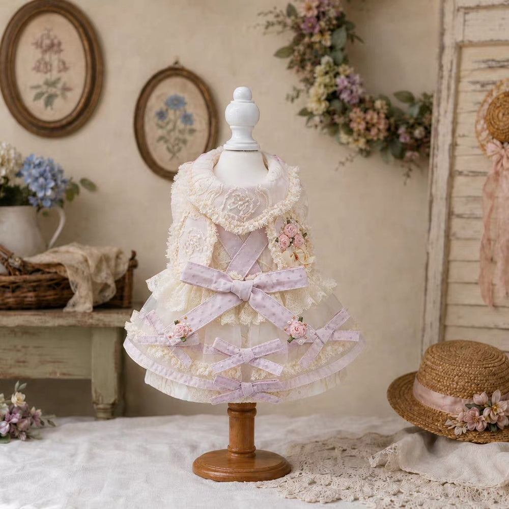 Elsamilu Rose Bouquet Lace Dress – Blush Ivory
